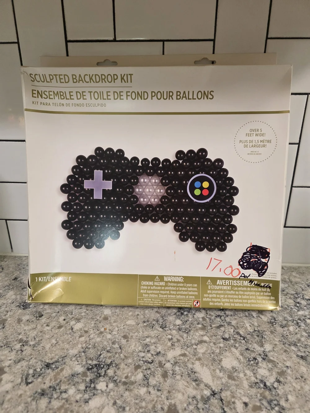 Sculpted Backdrop Kit - Black Balloon Game Controller Wall Accent- NEW